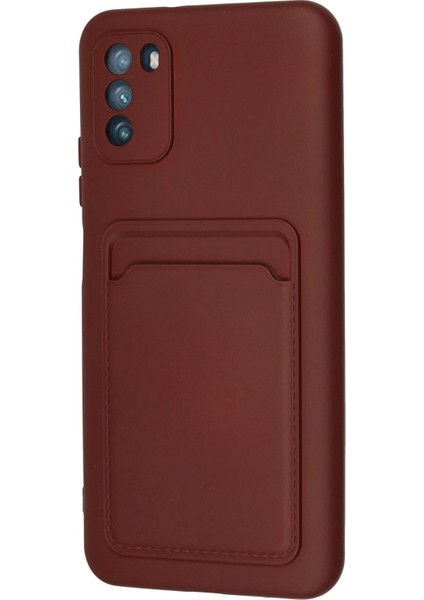 Xiaomi Pocophone M3 Kılıf Kelvin Kartvizitli Silikon - Bordo Mrayd