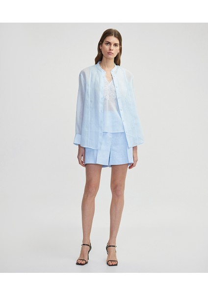 Pileli Keten Şort IS1250013034028 fiyatları