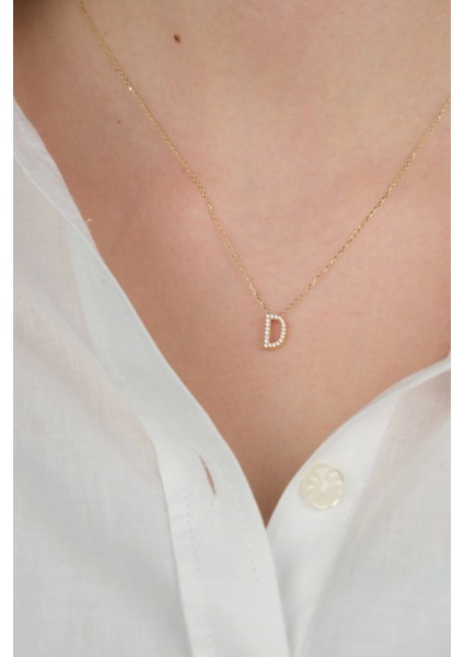 14 Ayar Altın Taşlı D Harfi 802