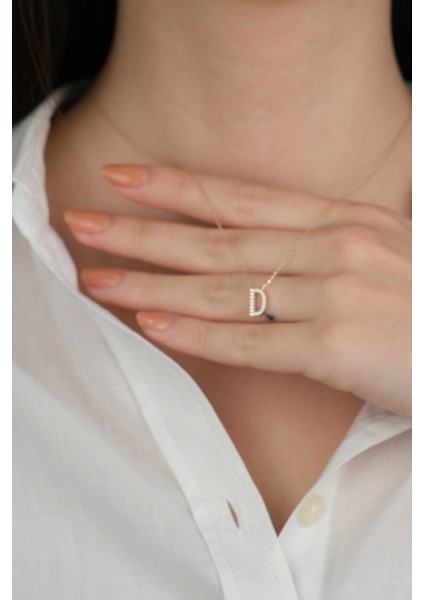 14 Ayar Altın Taşlı D Harfi 802 modelleri
