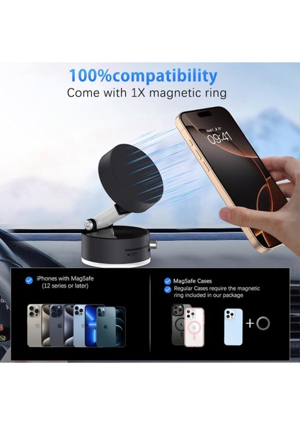 360 Dönebilen Ayarlanabilir Araç Içi Tutucu Kullanılabilen Vakumlu A2 Pro Magsafe ile Uyumlu Telefon Tutucu fırsatları