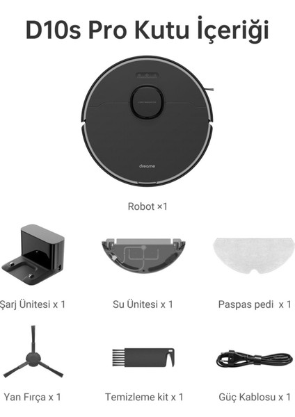Ev D10S Pro, Robot Elektrikli Süpürge, Action Aı, 5000PA, 280 Dakika Pil Ömrü, 5000 Pa