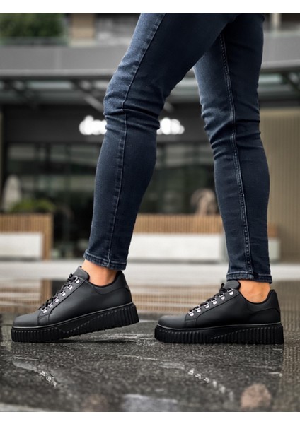 Bağcıklı Erkek Günlük Ayakkabı Siyah (Siyah Taban) modelleri