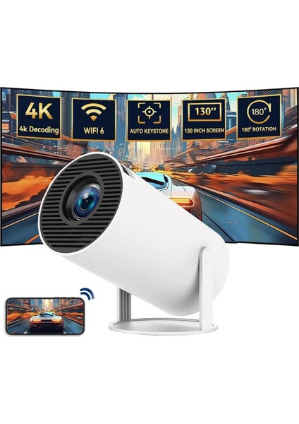 HY300PRO Akıllı Projeksiyon Cihazı Android 11 Taşınabilir 1080P Ev Sineması Wifi Bluetooth Destekli