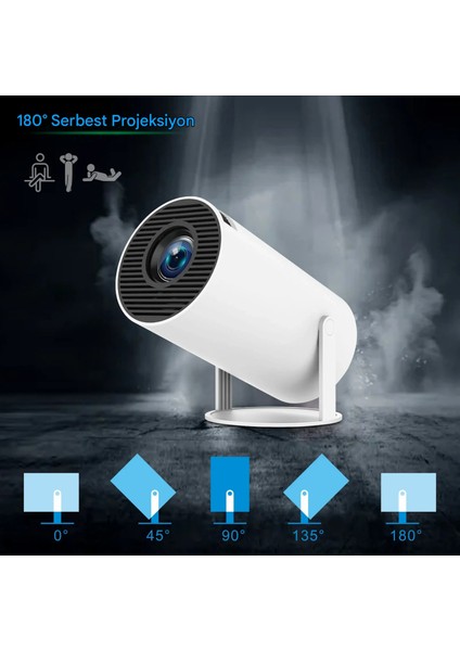 HY300PRO Akıllı Projeksiyon Cihazı Android 11 Taşınabilir 1080P Ev Sineması Wifi Bluetooth Destekli