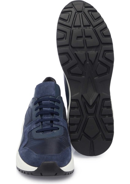 Lacivert Deri-Tekstil Erkek Sneaker - E24I1AY56712-D44