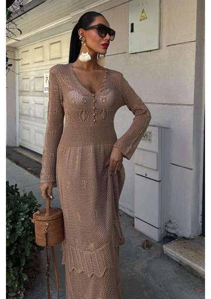 Düğme Detaylı ve Kat Etekli Etnik Elbise 2859 fiyatları