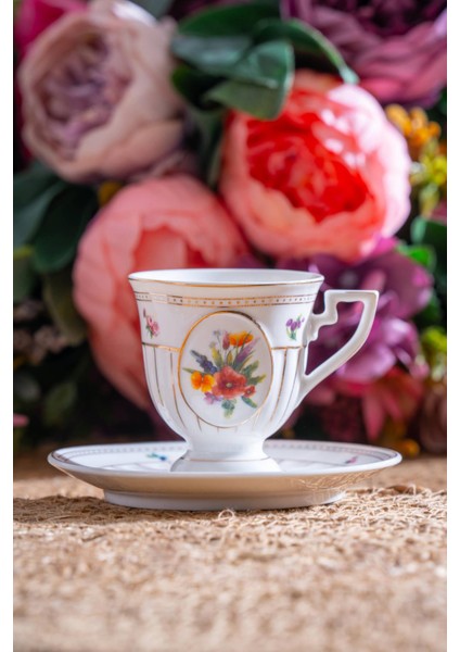 Shirley 6 Kişilik Porselen Kahve Fincanı Takımı - 90 ml