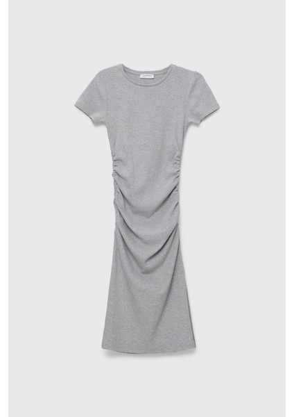 Büzgülü Kısa Kol Kaşkorse Midi Elbise indirimleri