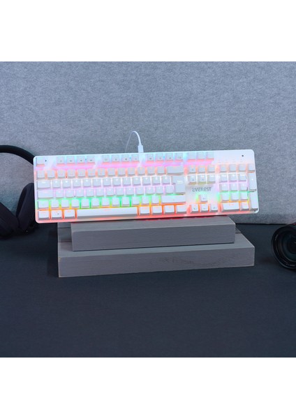 Kb-Mk1 Lumos Beyaz USB Rainbow Aydınlatmalı Red Switch Full Anti-Ghosting Mekanik Gaming Oyu fiyatları