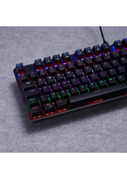 Kb-Mk1 Lumos Siyah USB Rainbow Aydınlatmalı Blue Switch Full Anti-Ghosting Mekanik Gaming Oy