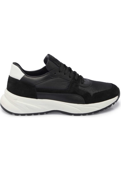 Siyah Deri-Tekstil Erkek Sneaker - E24I1AY56712-A01
