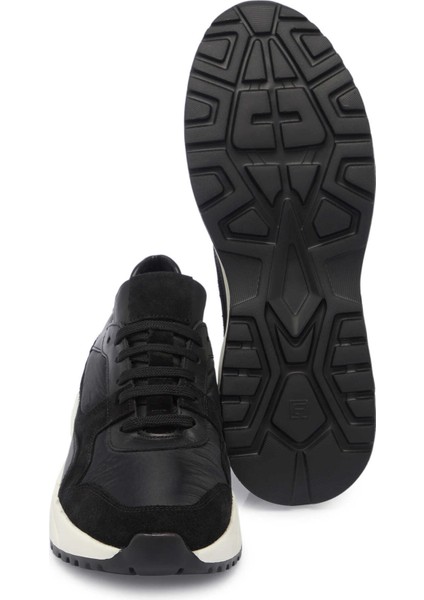 Siyah Deri-Tekstil Erkek Sneaker - E24I1AY56712-A01