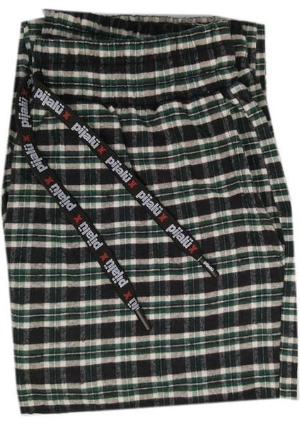 Pijalüx Erkek Kareli Poplin Cepli Alt Pijama