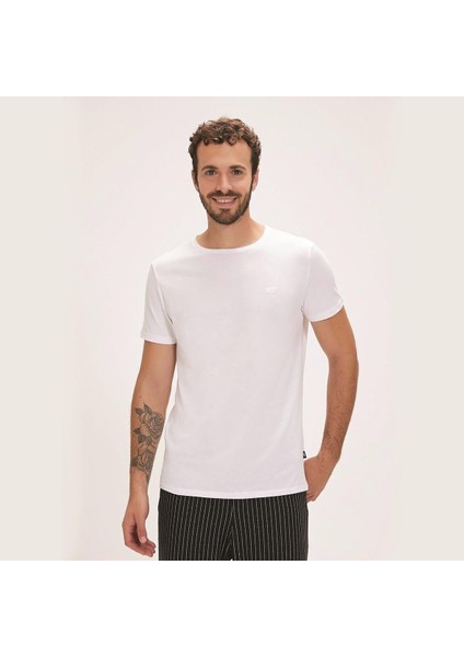 Solid Erkek T-Shirt - Kırık Beyaz