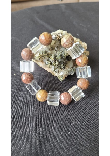 Okyanus Jasper & Kristal Kuvars Bileklik – 12 mm Doğal Taş, Enerji Dengeleyici