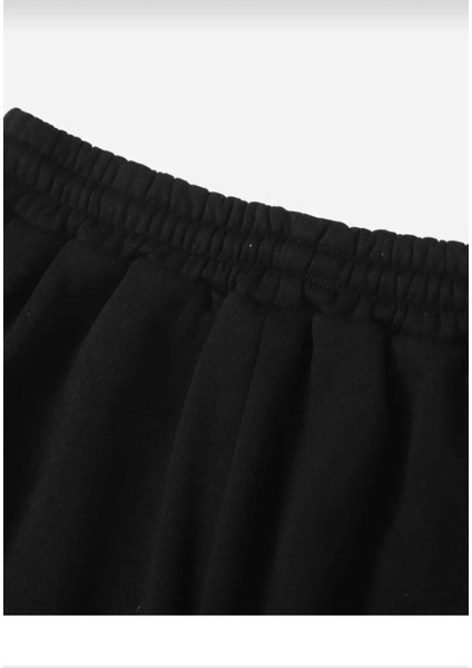 Unisex Iki Adet Siyah Gri Paça Lastikli Eşofman Altı