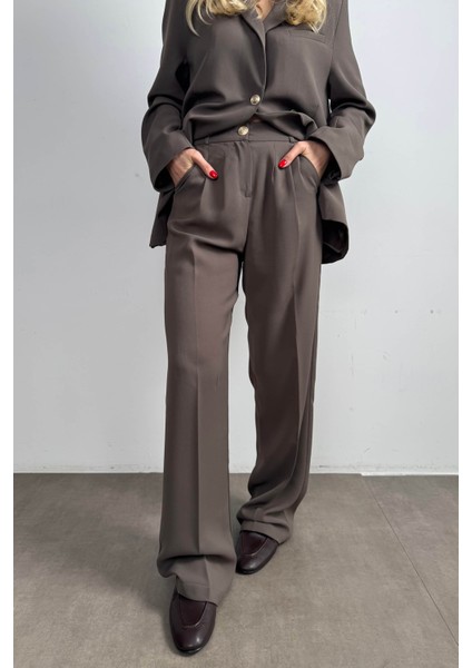 Açık Kahve Oversize Ceket Pantolon Premium Takım indirimleri