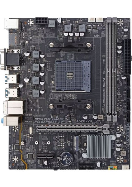 A520 DDR4 3200Mhz Pci-e Gen3 M.2 m-Atx Anakart