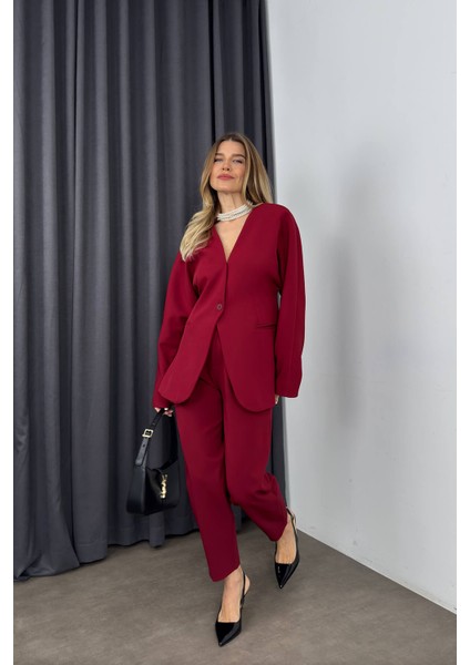 Bordo Havuç Model Blazer Ceket Pantolon Takım fiyatları