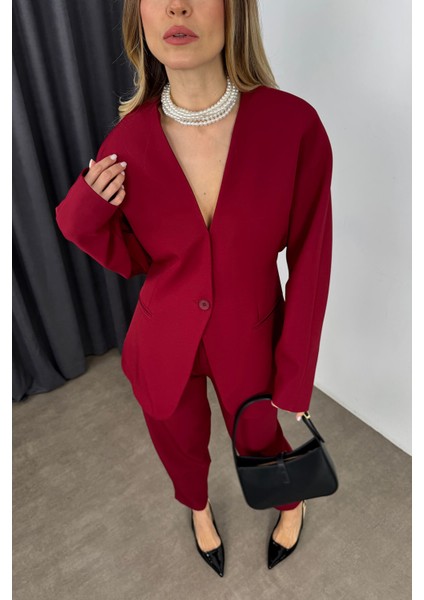 Bordo Havuç Model Blazer Ceket Pantolon Takım modelleri