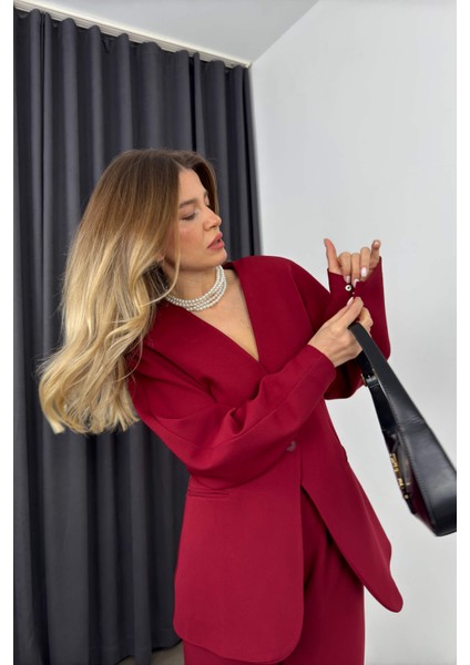 Bordo Havuç Model Blazer Ceket Pantolon Takım fırsatları