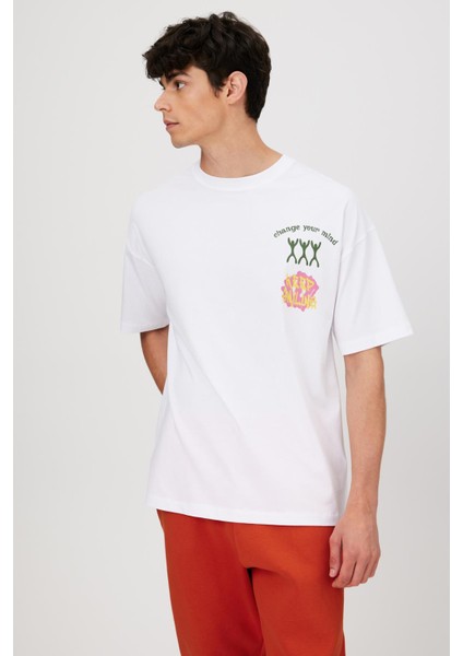 Ön Arka Baskılı Oversize Fit T-Shirt