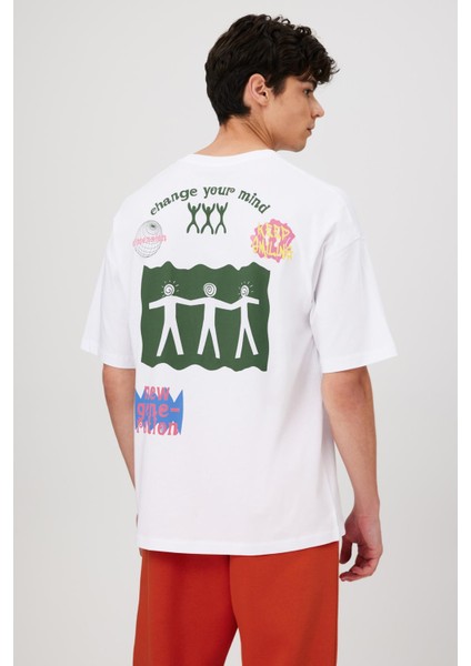 Ön Arka Baskılı Oversize Fit T-Shirt fiyatları