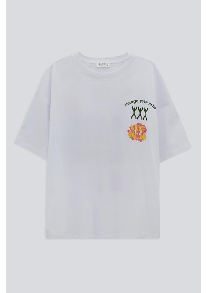Ön Arka Baskılı Oversize Fit T-Shirt indirimleri