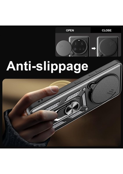 Xiaomi Mi 15 Ultra Kılıf Kamera Korumalı Sürgülü Dönebilen Yüzüklü Armor Military Tank Kızaklı Kapak