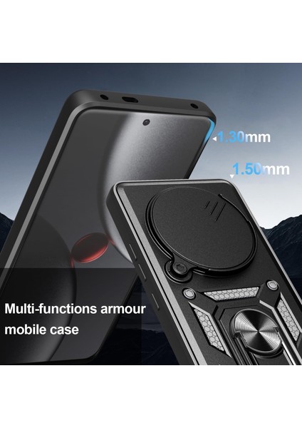 Xiaomi Mi 15 Ultra Kılıf Kamera Korumalı Sürgülü Dönebilen Yüzüklü Armor Military Tank Kızaklı Kapak
