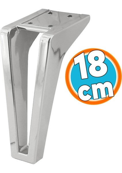 Mobilya Kanepe Tv Ünitesi Koltuk Ayağı 18 cm Krom Renk Konsol Ayakları