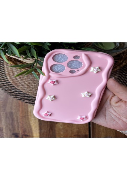 Apple iPhone 14 PRO YILDIZ DESENLİ ŞEKER PEMBESİ HAMUR SİLİKON