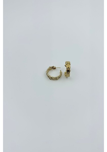 Gold Işlemeli Halka Kadın Küpe