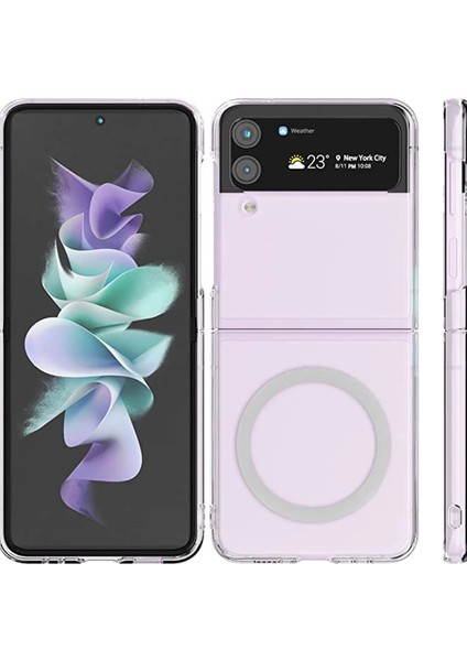Samsung Galaxy Z Flip 4 Kılıf Magneticsafe Şeffaf Silikon - Şeffaf Mrayd