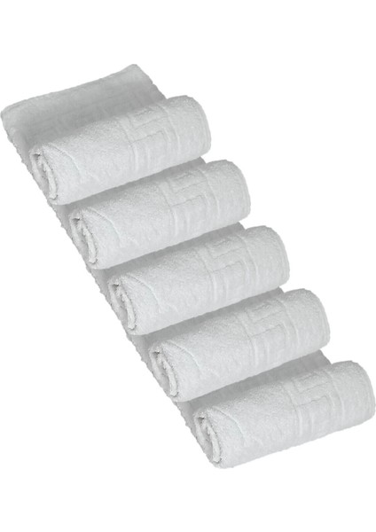 5 Li Otel Ayak Havlusu Bukle Ayak Izli 50 x 70 cm Beyaz 12/1 Avs 200 gr