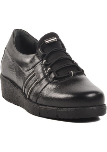 BB0121 Z Siyah Hakiki Deri Kadın Günlük Ayakkabı