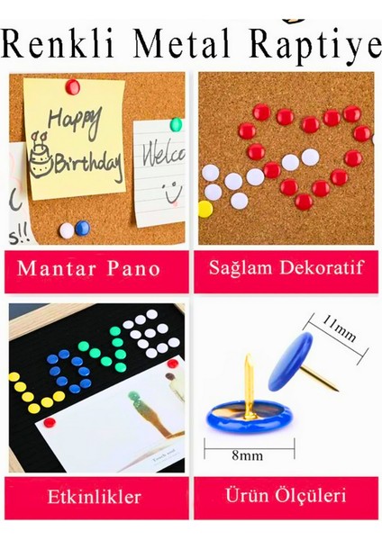 Renkli Raptiye 60 Adet 1 Paket Pvc Kaplamalı Başlık modelleri