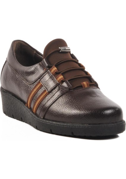 BB0121 Z Kahve Hakiki Deri Kadın Günlük Ayakkabı