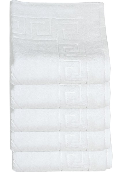5 Li Otel Ayak Havlusu Bukle Ayak Izli 50 x 70 cm Beyaz 16/2 Avs 250 gr