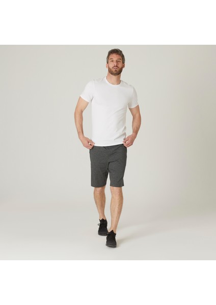 Domyos Erkek Beyaz Spor Tişörtü 500 - Slim - Fitness Hafif Antrenman