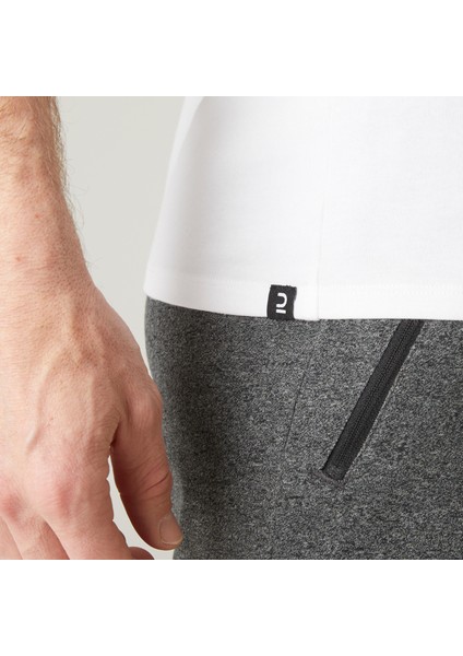 Domyos Erkek Beyaz Spor Tişörtü 500 - Slim - Fitness Hafif Antrenman