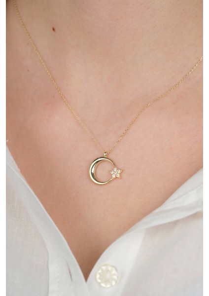 14 Ayar Altın Ay Yıldızlı Kolye 809 fiyatları