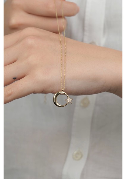 14 Ayar Altın Ay Yıldızlı Kolye 809 fırsatları