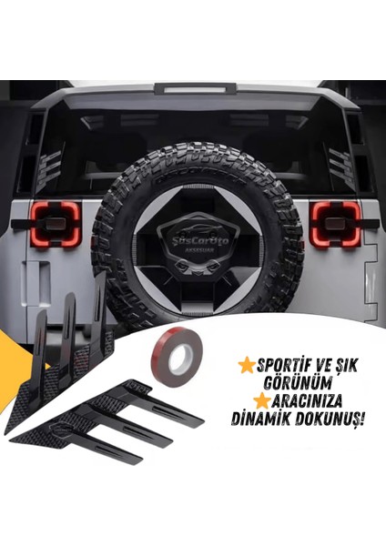 3D Sportif Üniversal Her Araca Uyumlu Arka Cam Havalandırma Venti Air Scoop Ithal Dekor Ventil 2 Parça Siyah Sağ Sol Takım modelleri