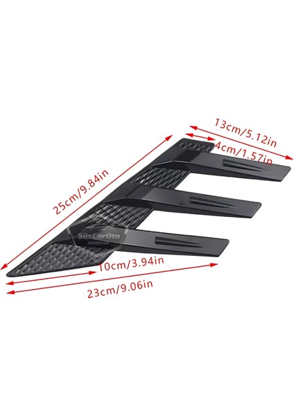 3D Sportif Üniversal Her Araca Uyumlu Arka Cam Havalandırma Venti Air Scoop Ithal Dekor Ventil 2 Parça Siyah Sağ Sol Takım fırsatları