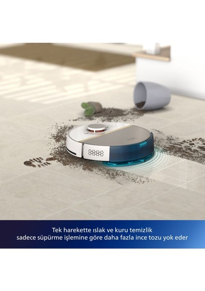 Teknoloji Homerun 7000 Serisi Islak Kuru Moplu Robot Süpürge XU7000 ,5000 Pa,titreşimli Mop,0,3 L