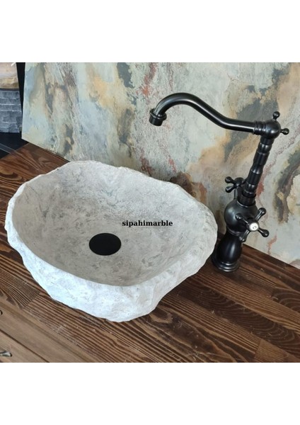 Gümüş Traverten Şekilsiz Doğal Patlatma Lavabo modelleri