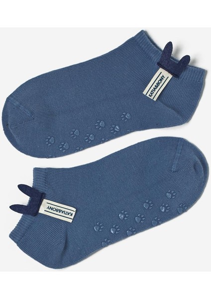 Çocuk Aksesuarlı 2'li Step Çorap Mavi-Sarı