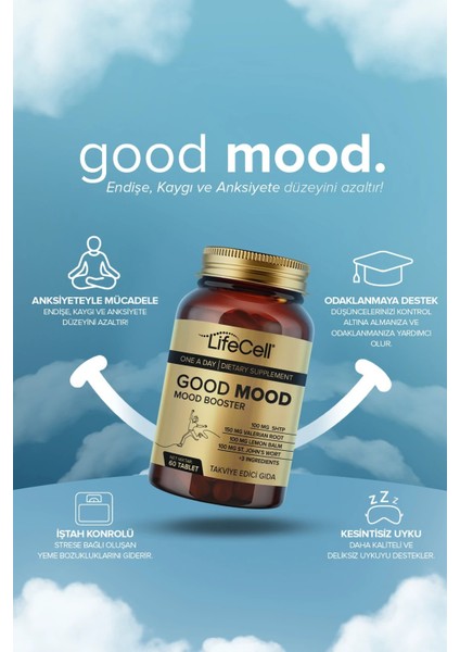 Good Mood Booster | Ruh Halinizi Dengeleyin! 5htp ve Valerian İçeren Kompleks Takviye Edici Gıda